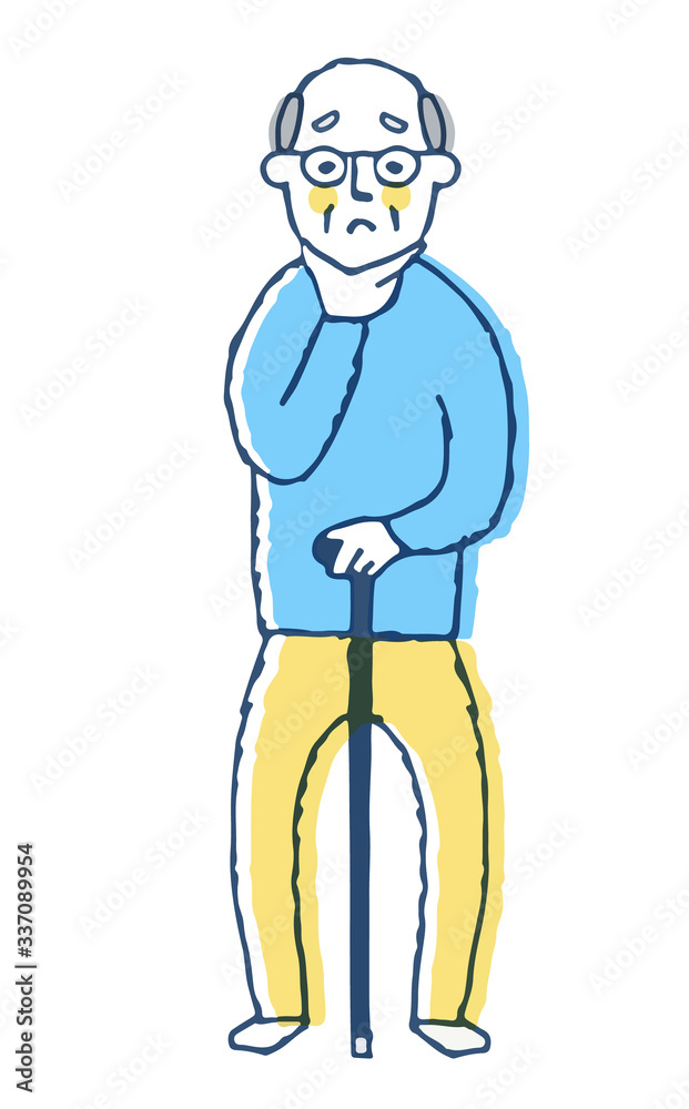 困っている表情のおじいさん 困っている表情のおじいさん