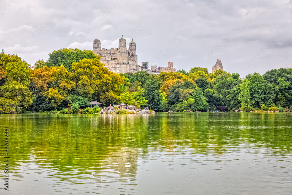 Panorama of the Lake in the Central Park in New York