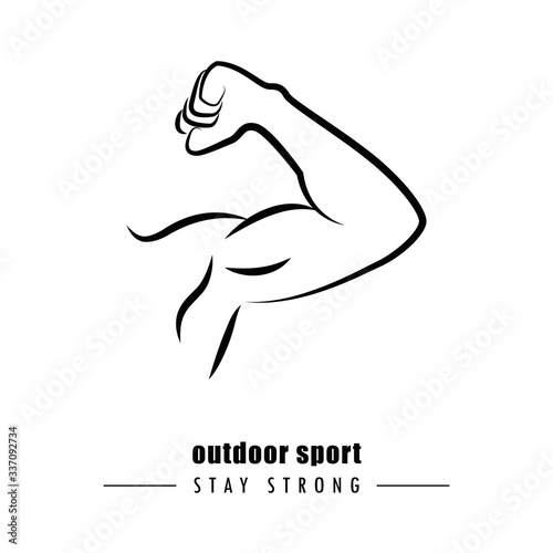 strong muscular man outline outdoor sport vector illustration EPS10