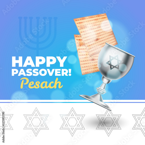 Happy Passover Holiday with blue background