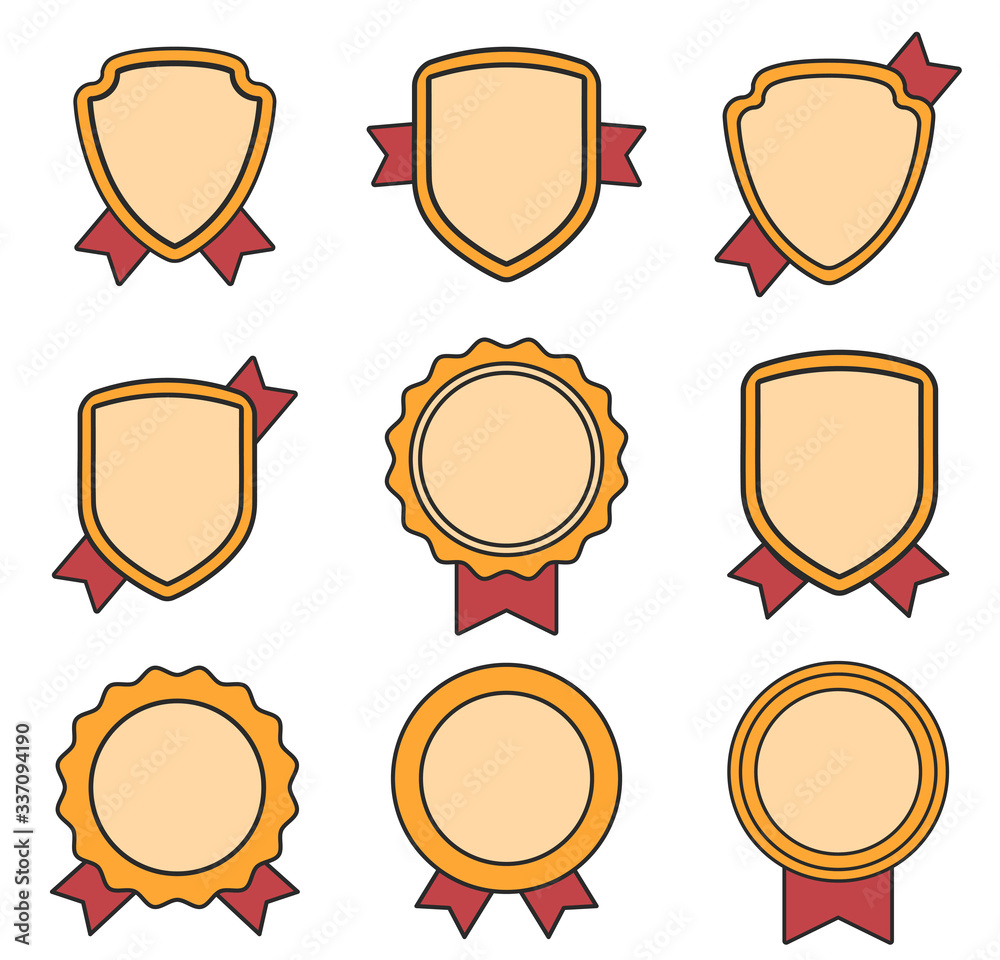 Vector golden medal badge icon set