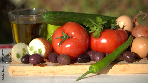 Mediterranean diet, ingredients of Greek village salad