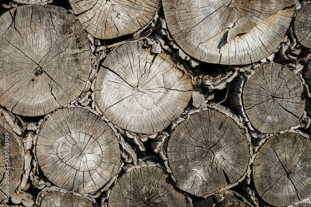 stack of weathered wooden logs stack of weathered wooden logs