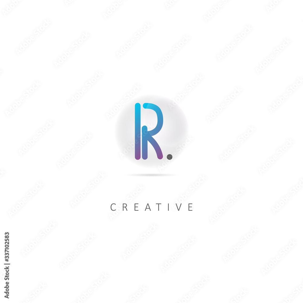 Abstract Initial Letter R Logo Design with Bubble element. Vector Illustration Template