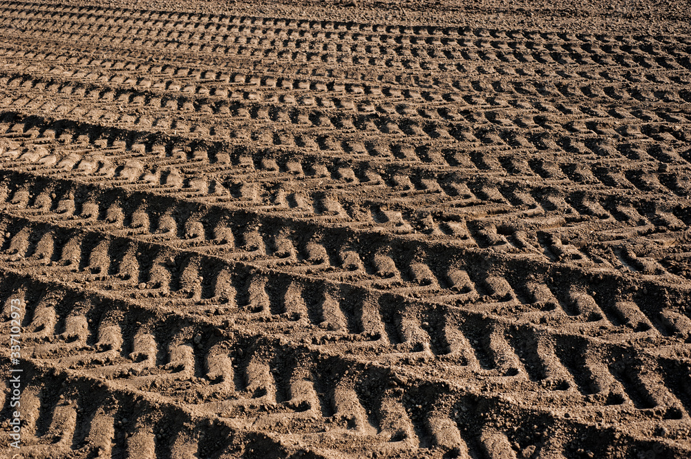 traces on the plowed land of the agricultural field during the preparation of the land for sowing traces on the plowed land of the agricultural field during the preparation of the land for sowing