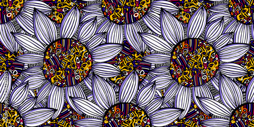 Nature seamless pattern background fantasy Sunflower plant.