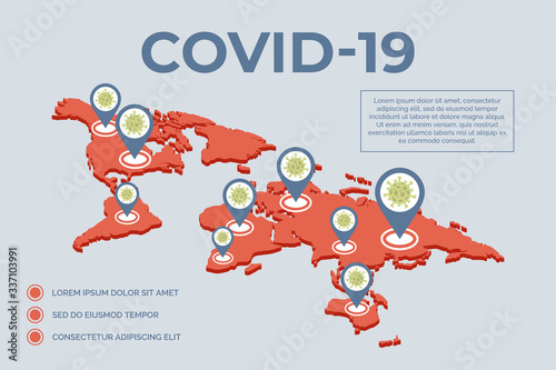 Epidemic of Covid-19 spread over the world vector flat illustration. Global pandemic concept with typography.