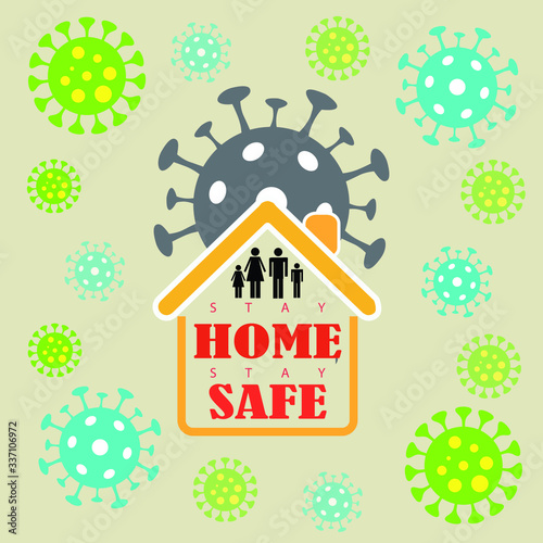 Corona virus (covid 19) campaign to stay at home. lifestyle activity that you can do at home to stay healthy. save Flat design vector. save your family vector.