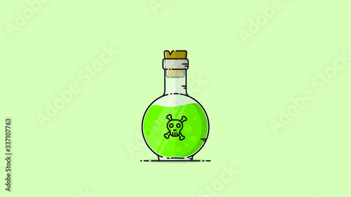 a bottle green poison flat design vector illustration