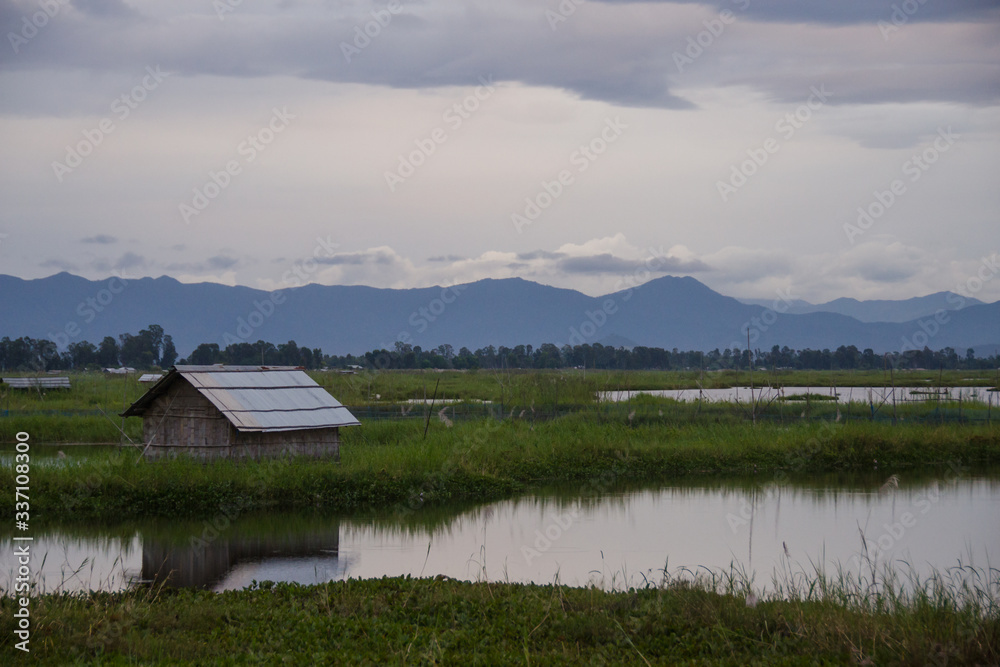 house on the lake at manipur india