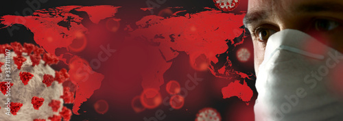 red world map and Coronavir...