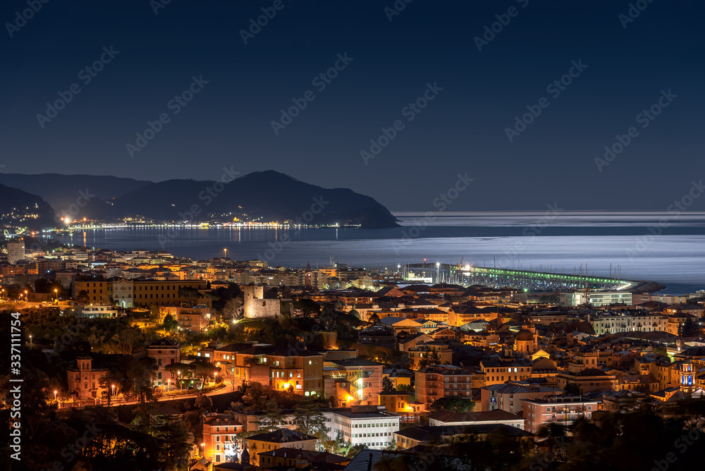 Tigullio bay by night - Chiavari, Lavagna and Sestri Levante - Ligurian sea - Italy