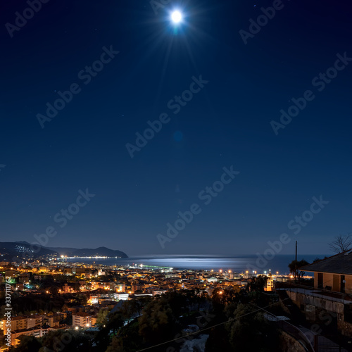 Tigullio bay by night - Chiavari, Lavagna and Sestri Levante - Ligurian sea - Italy