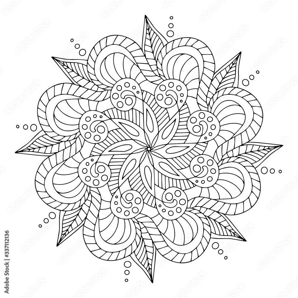 Fototapeta premium Seamless floral ornament element. Mandala. Ethnic motives. Coloring page. Vector illustration isolated on white background.