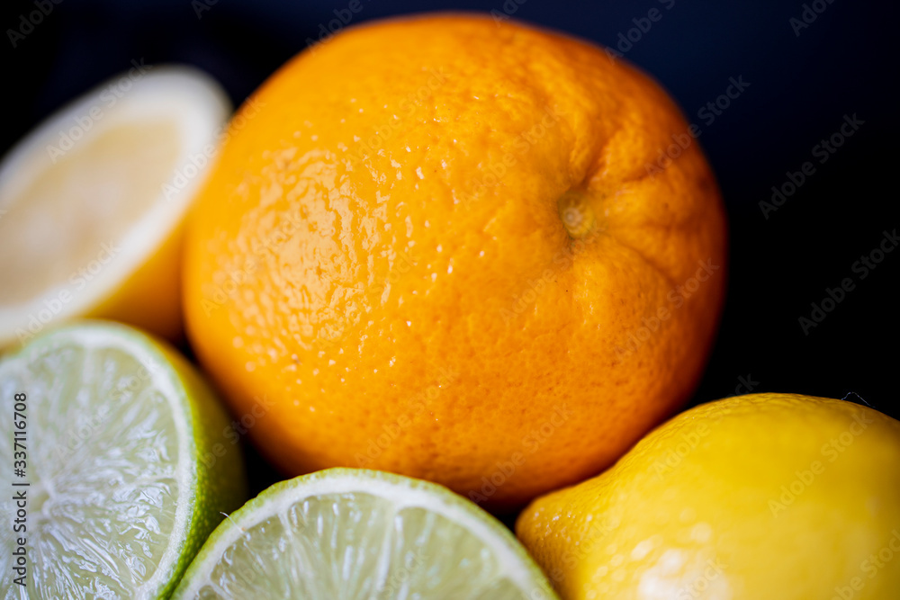 Citrus. Orange, lemon, lime. Close-up