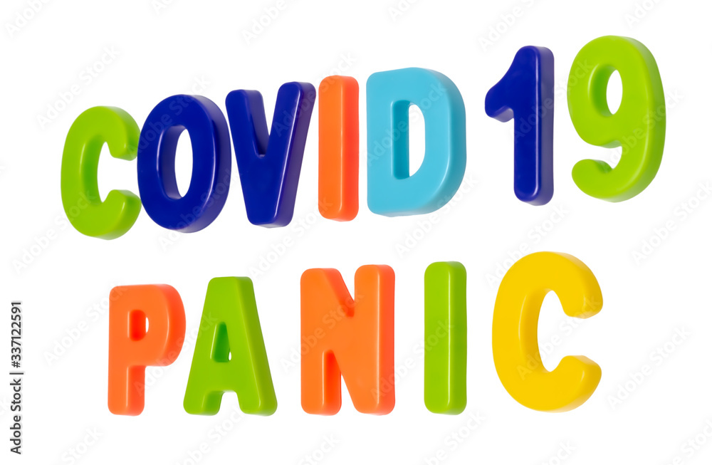 Text COVID-19 PANIC on a white background. Text COVID-19 PANIC on a white background.