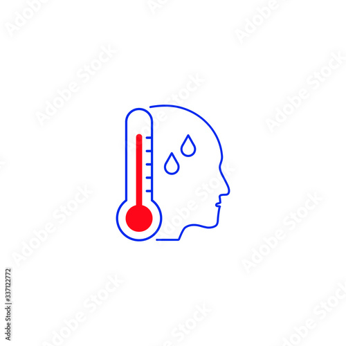 Fever icon design. human body temperature sign. Vector illustration