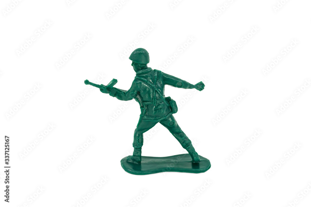 Green toy soldiers on white background. Soldier two on six models. (2/6) Picture thirteen on sixteen viewing angles. (13/16) Green toy soldiers on white background. Soldier two on six models. (2/6) Picture thirteen on sixteen viewing angles. (13/16)