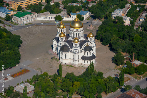 Ascension Cathedral in Novocherkassk, taken from the plane. photo