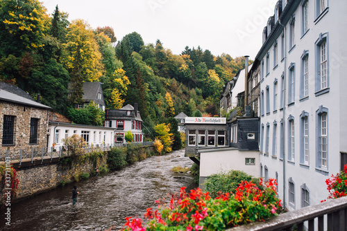 View down the river in the German town of Monschau photo