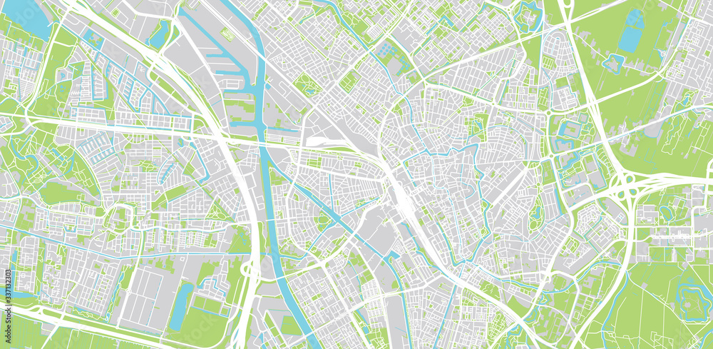 Fototapeta Urban vector city map of Utrecht, The Netherlands