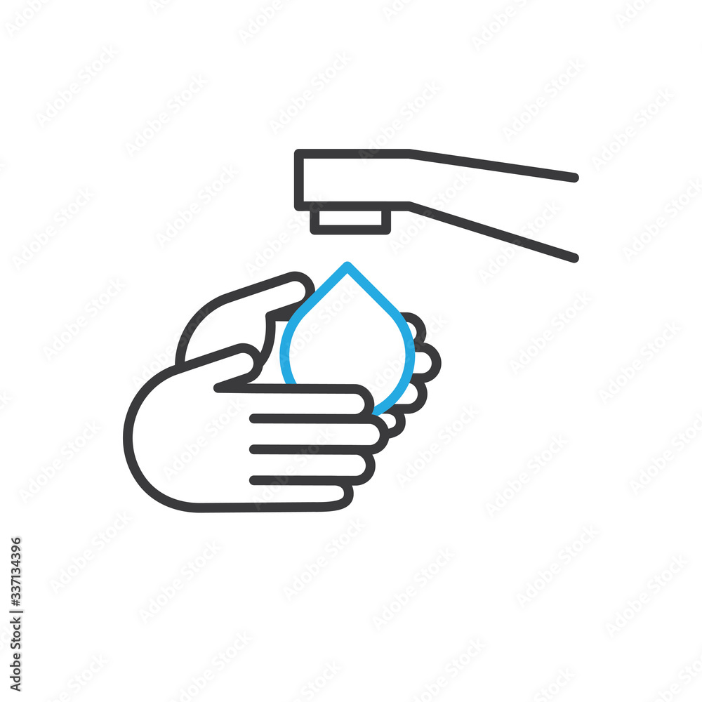Wash your hands vector icon. Vector line art illustration. Wash your hands vector icon. Vector line art illustration.