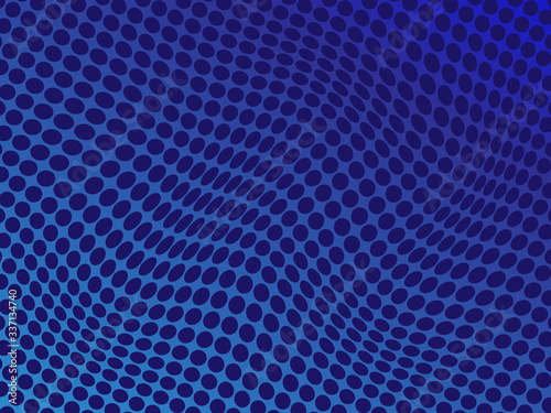 Scattered dots wave blue polka background seamless pattern. Vector illustration.
