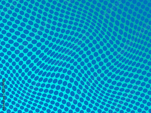 Scattered dots wave blue polka background seamless pattern. Vector illustration.