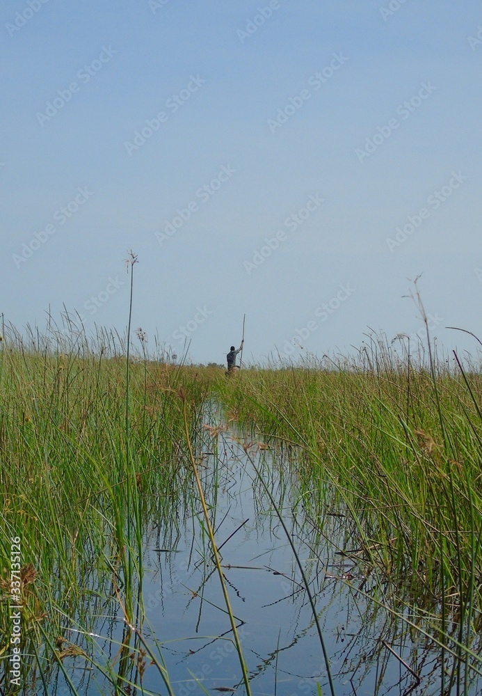 Guiding through a channel in the Okavango Delta