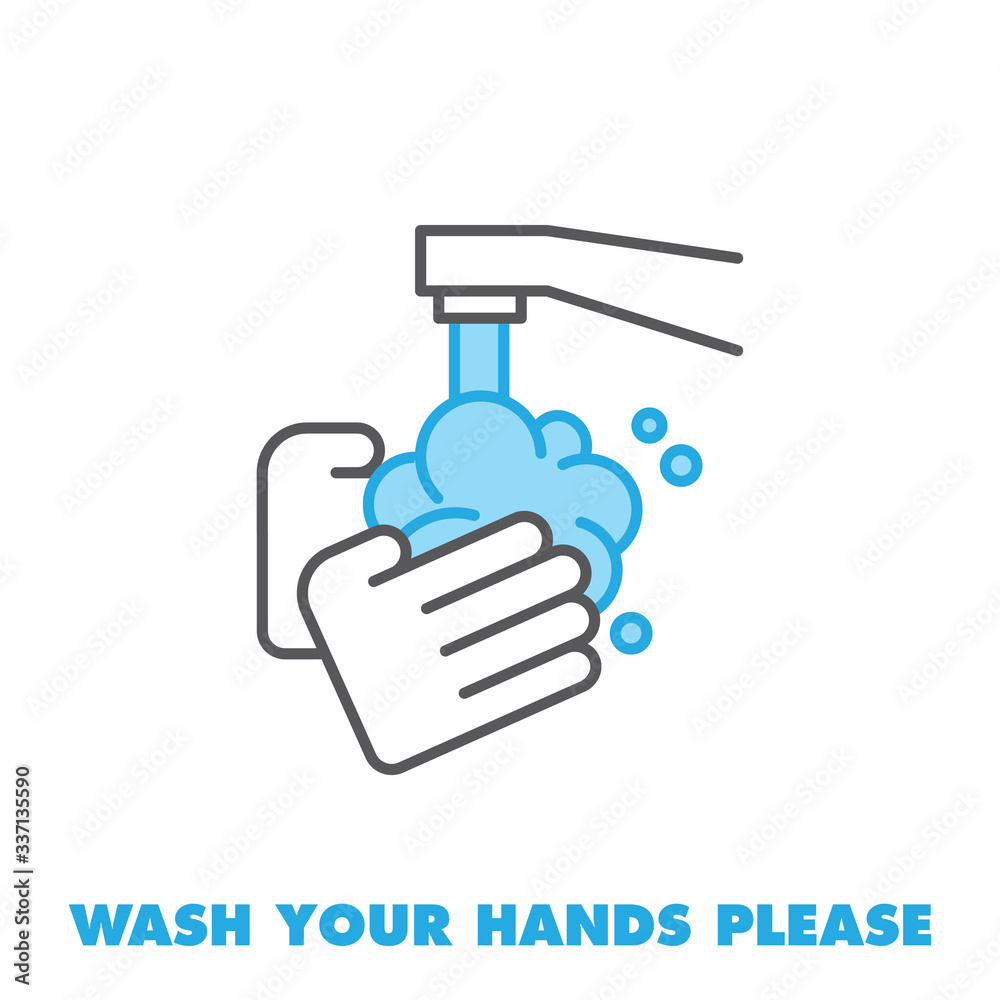 Wash your hands vector icon. Vector line art illustration. Wash your hands vector icon. Vector line art illustration.