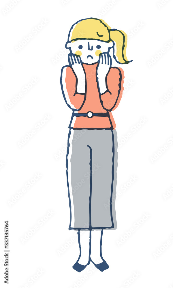 困っている表情の若い女性