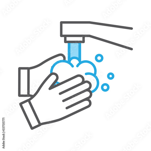 Wash your hands vector icon. Vector line art illustration.