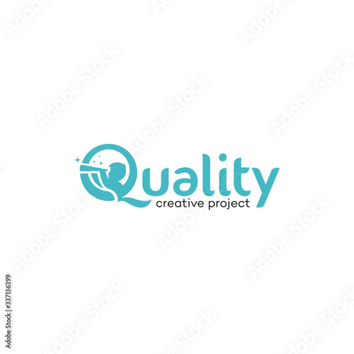 children logo with telescope Premium Vector