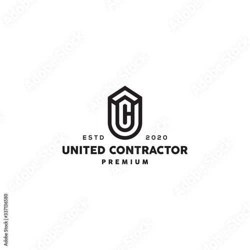 home logo with initial UC Premium Vector