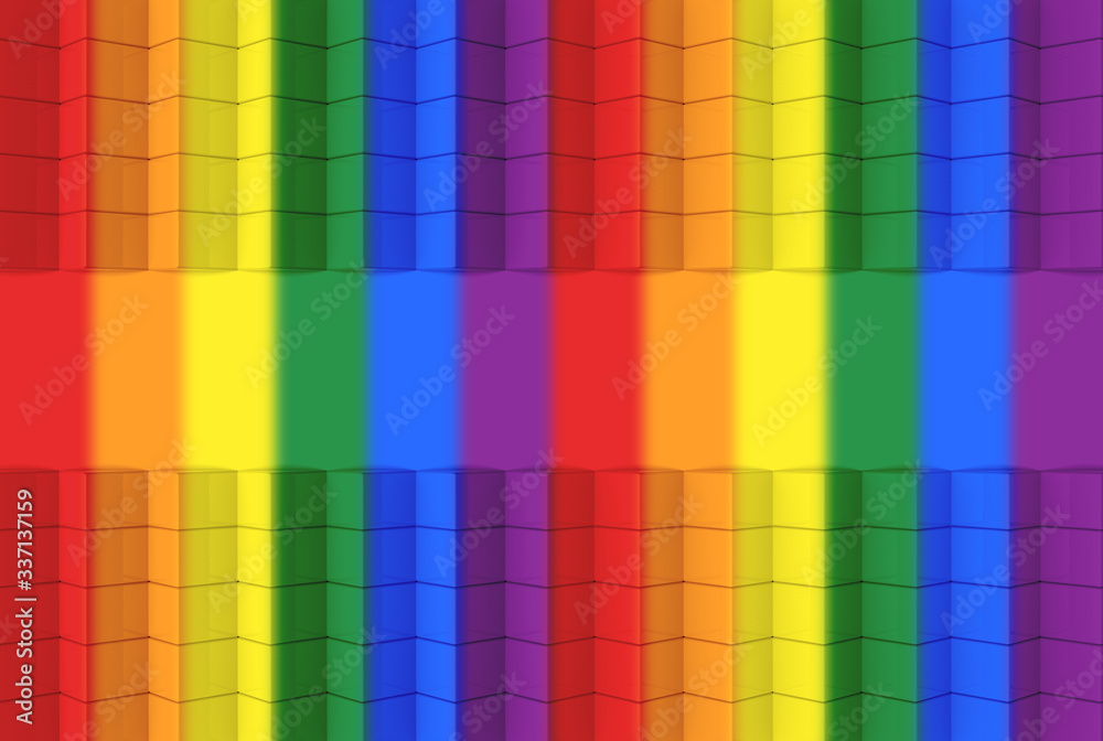3d rendering. LGBT rainbow color vertical bar pattern wall design texture background. 3d rendering. LGBT rainbow color vertical bar pattern wall design texture background.