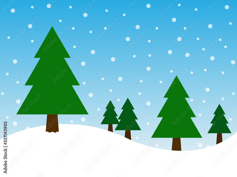 Christmas tree on snow and blue background in merry christmas festival. Illustration EPS10