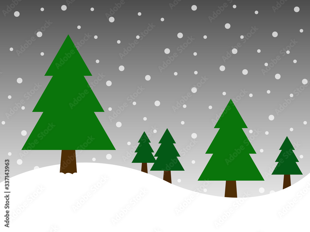 Christmas tree on snow and black background in merry christmas festival. Illustration EPS10