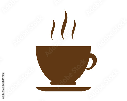 Hot coffee brown icon vector or Illustration or logo isolate on white background. Flat style icon