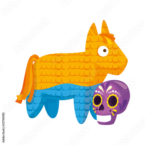 Mexican pinata and skull design, Mexico culture tourism landmark latin and party theme Vector illustration