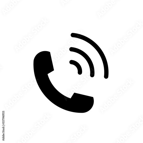 Black phone icon symbol in trendy flat style isolated on white background. Telephone logo and vector illustration, EPS10.