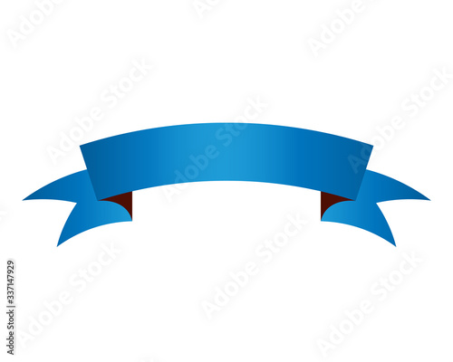 Blue ribbon banner icon 3d symbol or vector illustration, EPS10.