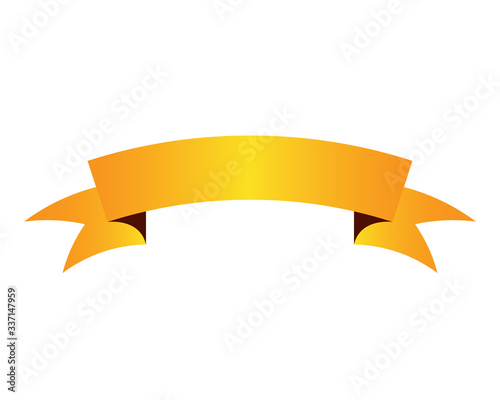 Yellow ribbon banner icon 3d symbol or vector illustration, EPS10.