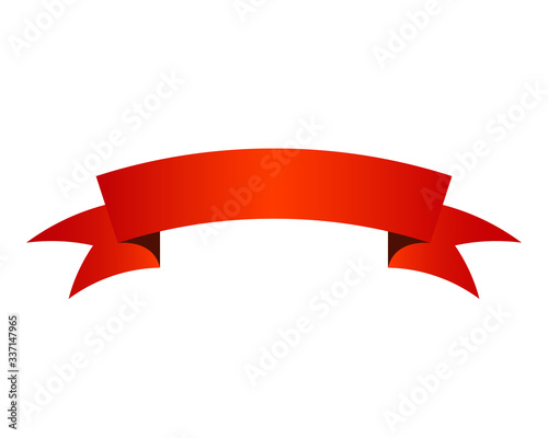 Red ribbon banner icon 3d symbol or vector illustration, EPS10.