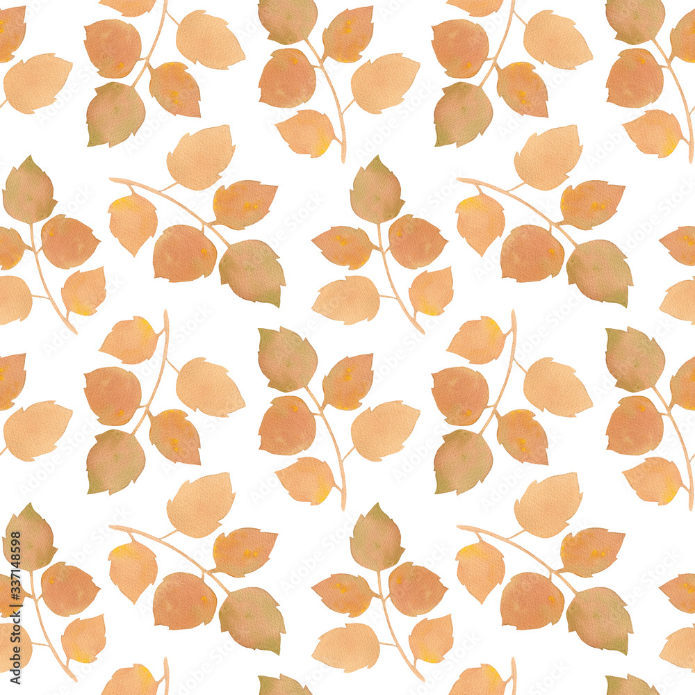 red leaves painted by watercolor isolated on a white background. Botanical art. Suitable for print and wrapping paper.