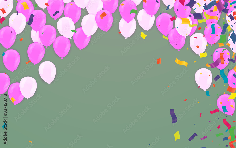 Group of Colour Glossy Helium Balloons Background. Set of Balloons for Birthday,Vector Illustration EPS 10