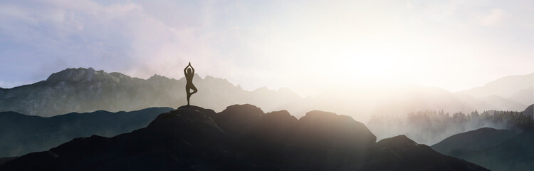 Fototapete Yogaschule Frau macht Yoga auf dem Berg  © Jess rodriguez