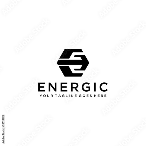 Creative Illustration modern E sign geometric logo design template