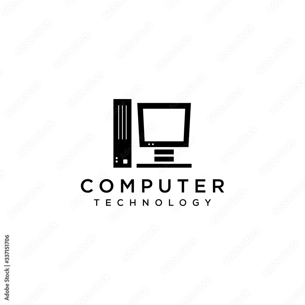 Modern clean computer logo template design icon