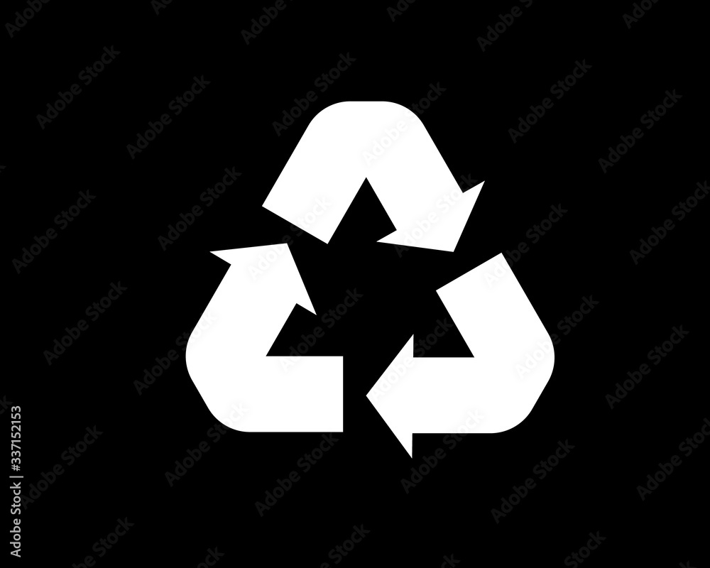 White recycle icon vector. Flat icon isolated on the black background. Vector illustration. White recycle icon vector. Flat icon isolated on the black background. Vector illustration.