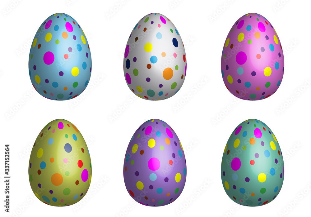 Mix Easter eggs for Easter holidays pattern in colorful and 3D design isoleted in white background